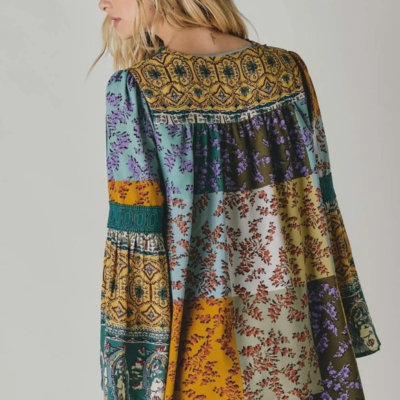 Bohemian Patchwork Dress with crochet detail NWT - Picture 3 of 5